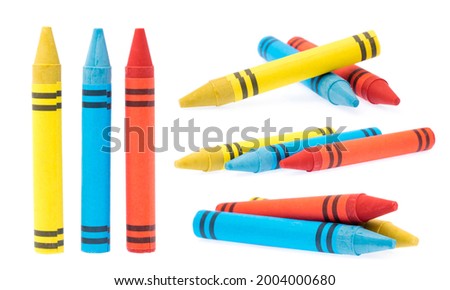 Set of Collection of Colors crayon wax isolated on White Background. Royalty-Free Stock Photo #2004000680