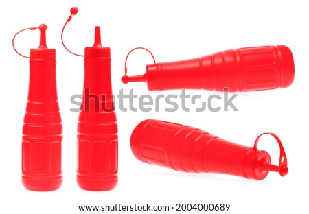 Set of Bottle of tomato sauce isolated on white background
