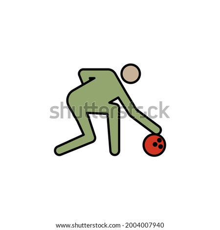 player, bowling line recolored icon. Signs and symbols can be used for web, logo, mobile app, UI, UX