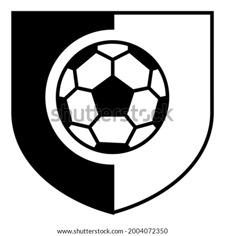 Ball with black and white shield sport competition icon vector symbol illustration.