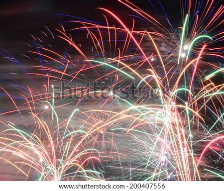 colorful fancy fireworks on celebration day 