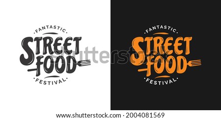 Street food festival logo design template. 