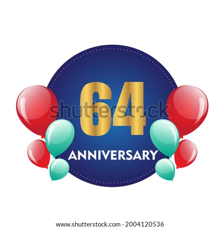 64 year anniversary celebration, vector design for celebrations, invitation cards and greeting cards
