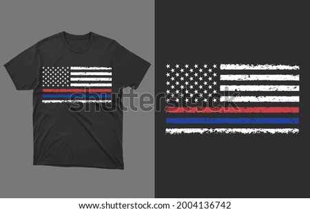 Back the Blue T-Shirt Vector Design, Thin Blue Line Police Officer American Flag T-Shirt