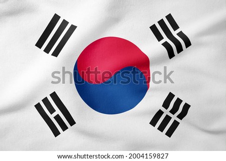 Korea fabric flag background texture.