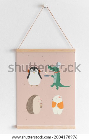 Cute animal patterned banner mockup