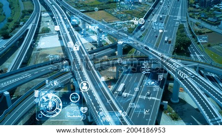 Transportation and technology concept. ITS (Intelligent Transport Systems). Mobility as a service. Royalty-Free Stock Photo #2004186953