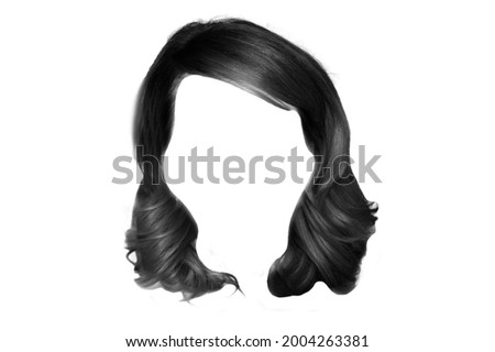 Hairstyle black hair wig with white background picture Royalty-Free Stock Photo #2004263381
