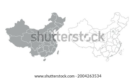 Grey blank China map. Flat vector illustration.