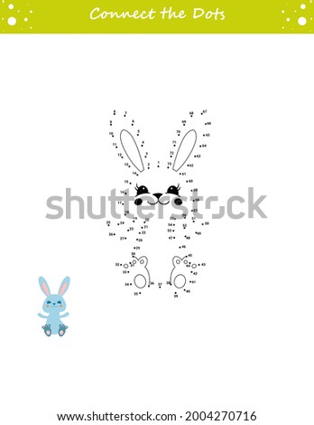 We draw a rabbit. Dot to dot. Draw a line. Game for toddler. Learning numbers for kids. Education developing worksheet. Isolated vector illustration. Cartoon style.