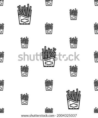 French Fries Icon Seamless Pattern, Fast Food Icon, Finger Chips, Deep Fried Potato Vector Art Illustration