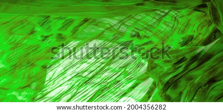 Green cloth. Silk fabric in fine organza with panther print, Crumpled texture. Background. Template.
