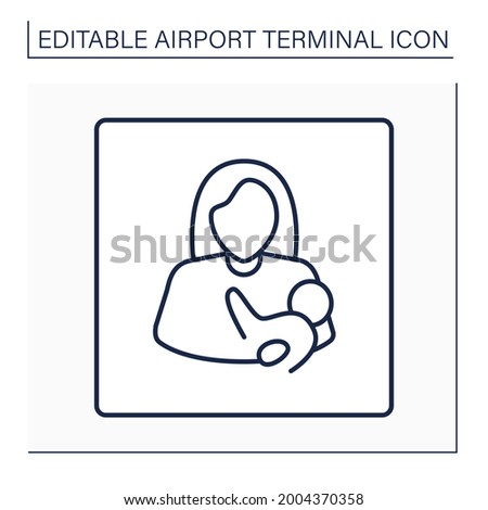 Nursing room line icon. Breastfeeding, lactation room.Pointer. Private space for mother and baby.Airport terminal concept. Isolated vector illustration.Editable stroke Royalty-Free Stock Photo #2004370358