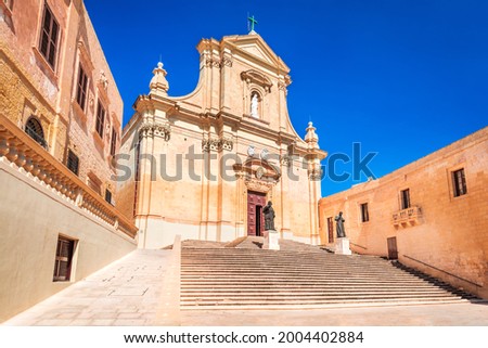 Gozo, Malta - Roman Catholic cathedral of the Assumption in the Cittadella of Victoria. Popular touristic attraction and destination. Royalty-Free Stock Photo #2004402884