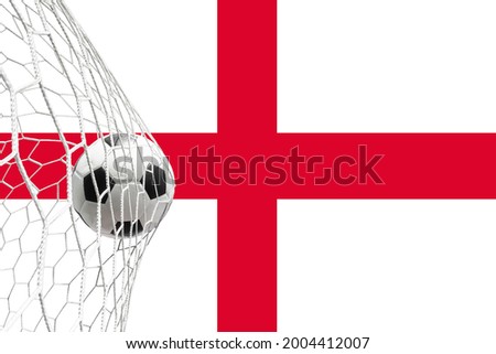 English flag with soccer ball in the net