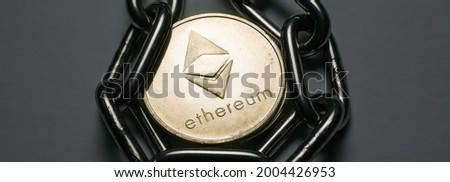 Macro shot of a bit coin Ethereum Crypto currency