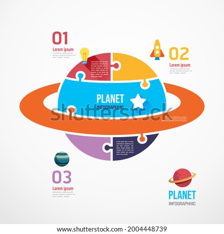 Planet shape jigsaw banner. Concept Design infographic Template vector illustration