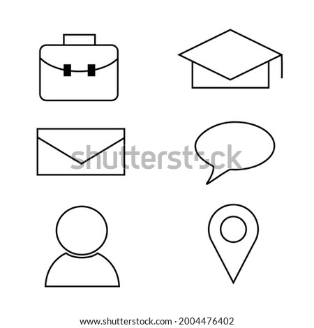 White icons vector symbol of the bag, chat, line, map, person illustration