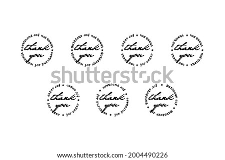 Stamps THANK YOU for order, purchase. Basis elements set for sale- design on white background