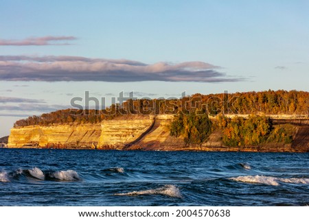 Lake Superior Waves coming in at Miners Beach in autumn at Pictured Rocks National Lakeshore, Michigan, USA