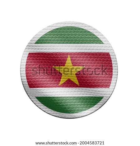 Suriname flag isolated on white with clipping path. Suriname flag frame with empty space for your text. National symbols of Suriname.