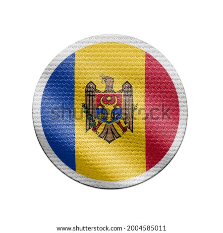 Moldova flag isolated on white with clipping path. Moldova flag frame with empty space for your text. National symbols of Moldova.