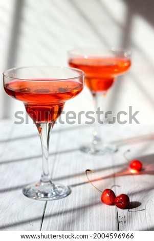 Red drink with cherries picture