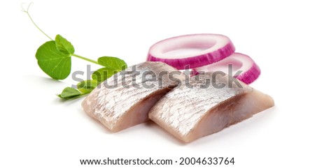 Salted herring, isolated on white background