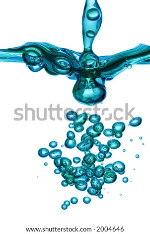 Cross-section through the surface of water (focus on bubbles)