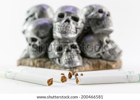 Anti smoking concept with cigarettes and skull 