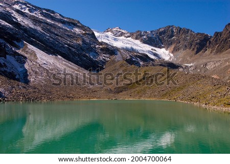 Glacial lake called Blaue Lacke in Stubai Valley, Tyrol, Austria