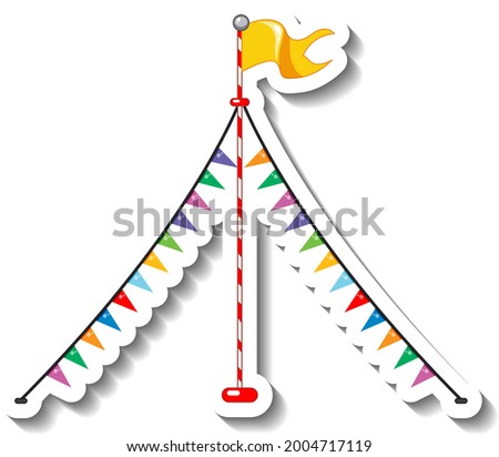 Sticker template with flag decorations for fun fair isolated illustration