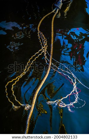 Ship rope knot in water.