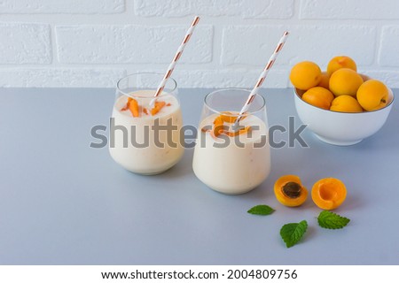 Apricot Smoothie. Fresh Fruits with Yogurt for healthy snack.