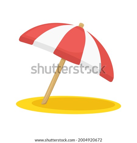 Umbrella Beach Sign Emoji Icon Illustration. Summer Parasol Vector Symbol Emoticon Design Clip Art Sign Comic Style.