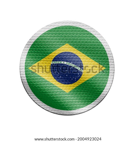 Brazil flag isolated on white with clipping path. Brazil flag frame with empty space for your text. National symbols of Brazil. Royalty-Free Stock Photo #2004923024