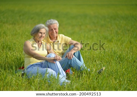 Beauteous old couple in the middle of the field