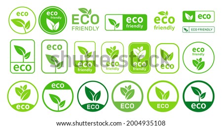 Set Of Eco Friendly Icons. Ecologic food stamps. Organic natural food labels. Royalty-Free Stock Photo #2004935108