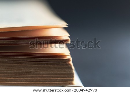 Book pages close-up. Macro photography.