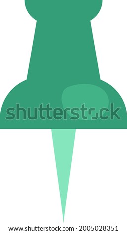 Green pin, illustration, vector on a white background.
