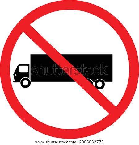 no truck icon on white background. Truck prohibition sign. no truck symbol. flat style.