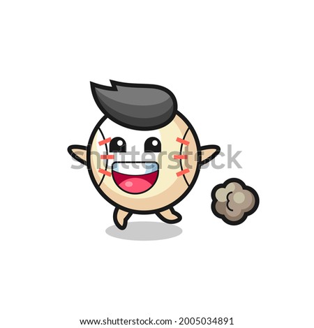 the happy baseball cartoon with running pose , cute style design for t shirt, sticker, logo element
