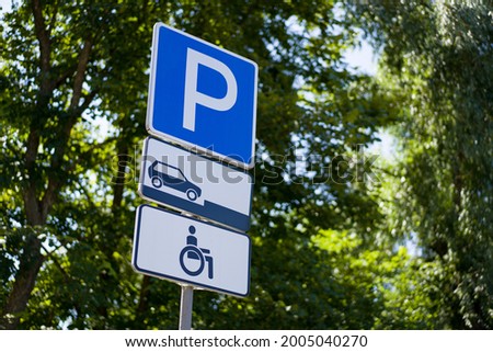 parking sign for disabled people close-up