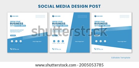 Set of Editable Social Media Instagram Design Post in Blue Theme. Suitable for post, build brand, promotions business product, company, brand, ads, advertisement, etc.