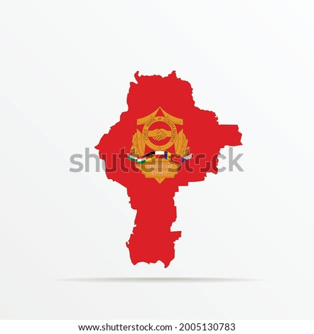 Vector map Donetsk Peoples Republic combined with Warsaw Pact (WP) flag. Royalty-Free Stock Photo #2005130783