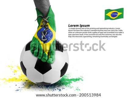 Abstract of soccer player shoes ,colorful splash with sport ball on white background 