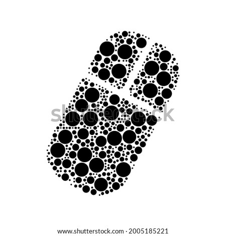 A large computer mouse symbol in the center made in pointillism style. The center symbol is filled with black circles of various sizes. Vector illustration on white background