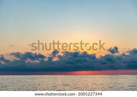 Sunset over the Black sea coastline in Adjara region, Georgia