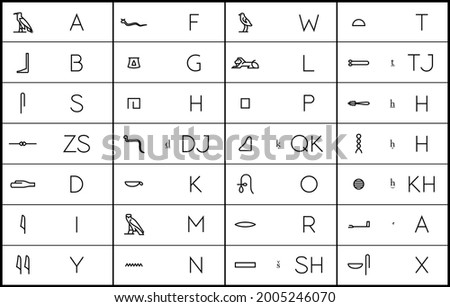 Vector editable stroke line designed ancient Egypt hieroglyphics Royalty-Free Stock Photo #2005246070