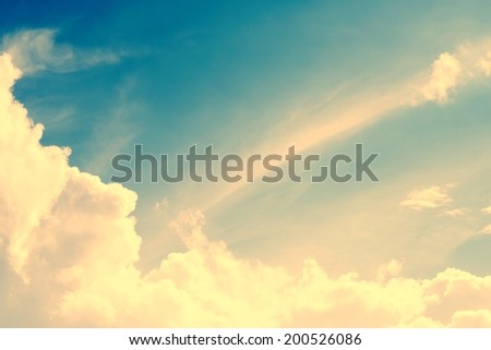 Vintage sky with cloud,sun light